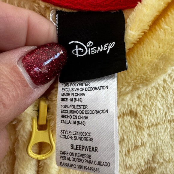 Disney Winnie the Pooh Yellow Hooded Sleepwear with Red Accents - Picture 8 of 13
